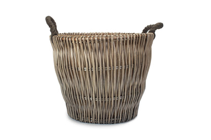 SMALL ROUND GREY LOG BASKET