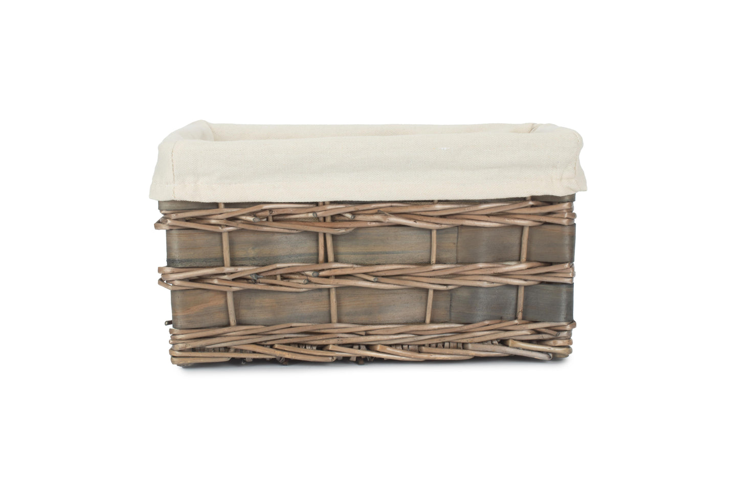 SMALL GREY SCANDI STORAGE BASKET with WHITE LINING