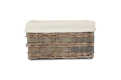 SMALL GREY SCANDI STORAGE BASKET with WHITE LINING