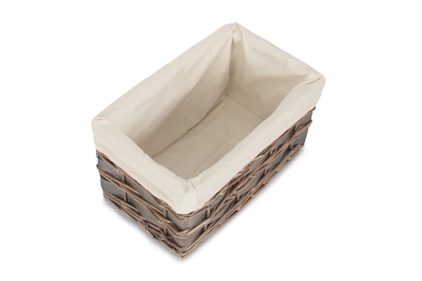 SMALL GREY SCANDI STORAGE BASKET with WHITE LINING