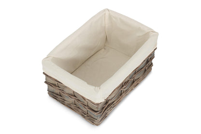 MEDIUM GREY SCANDI STORAGE BASKET with WHITE LINING