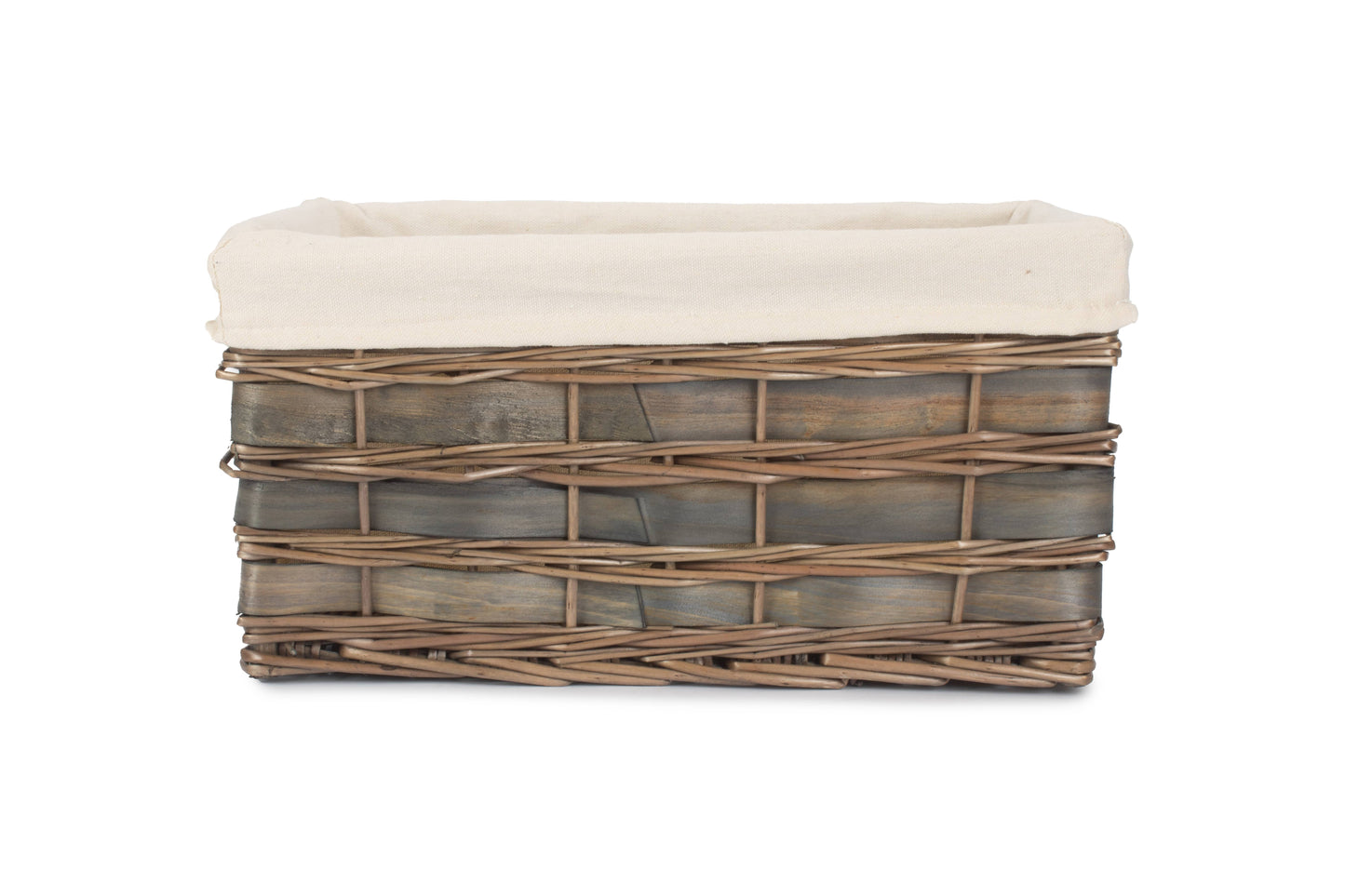 LARGE GREY SCANDI STORAGE BASKET with WHITE LINING