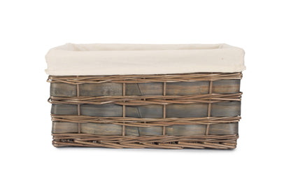 LARGE GREY SCANDI STORAGE BASKET with WHITE LINING