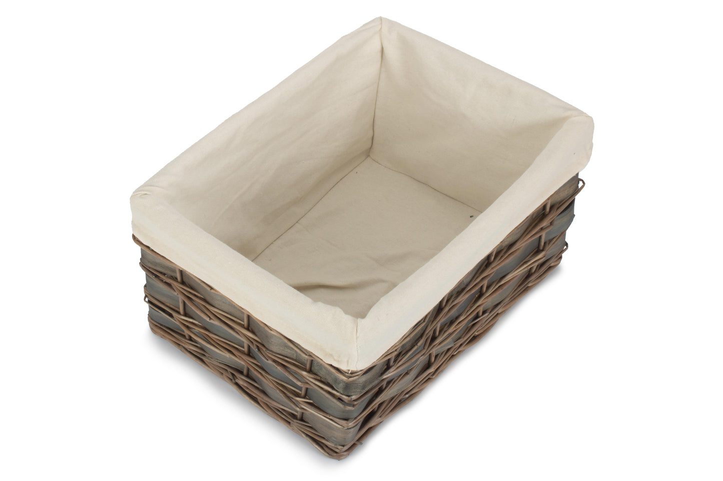 LARGE GREY SCANDI STORAGE BASKET with WHITE LINING