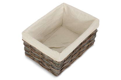 LARGE GREY SCANDI STORAGE BASKET with WHITE LINING