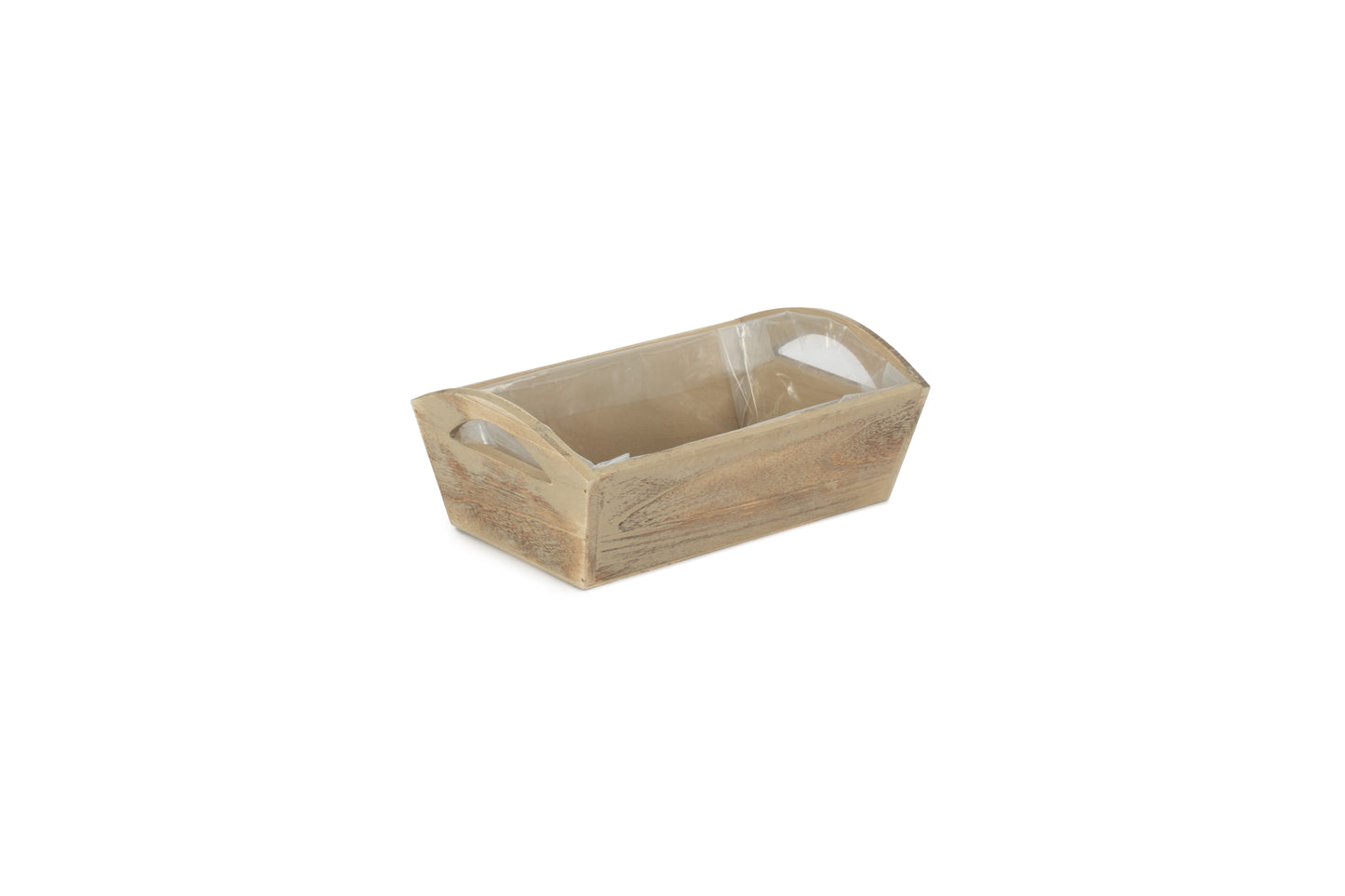 OAK EFFECT SMALL WOODEN STORAGE TRAY - PLASTIC LINING