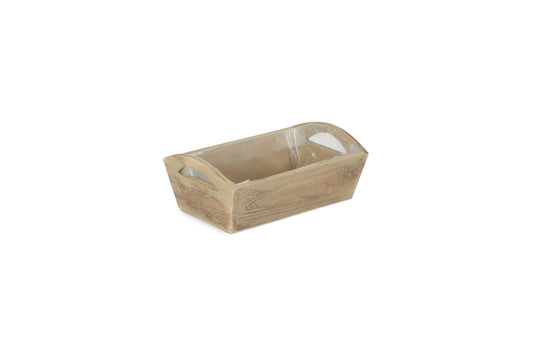 OAK EFFECT SMALL WOODEN STORAGE TRAY - PLASTIC LINING