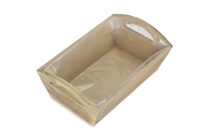 OAK EFFECT SMALL WOODEN STORAGE TRAY - PLASTIC LINING