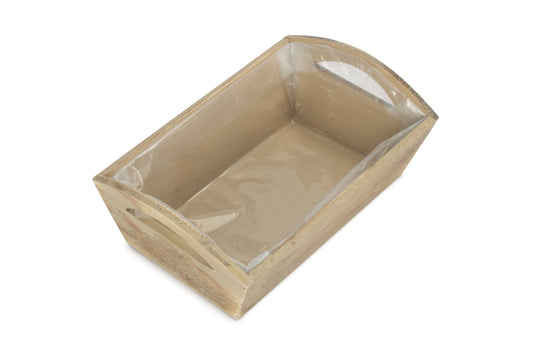 OAK EFFECT SMALL WOODEN STORAGE TRAY - PLASTIC LINING