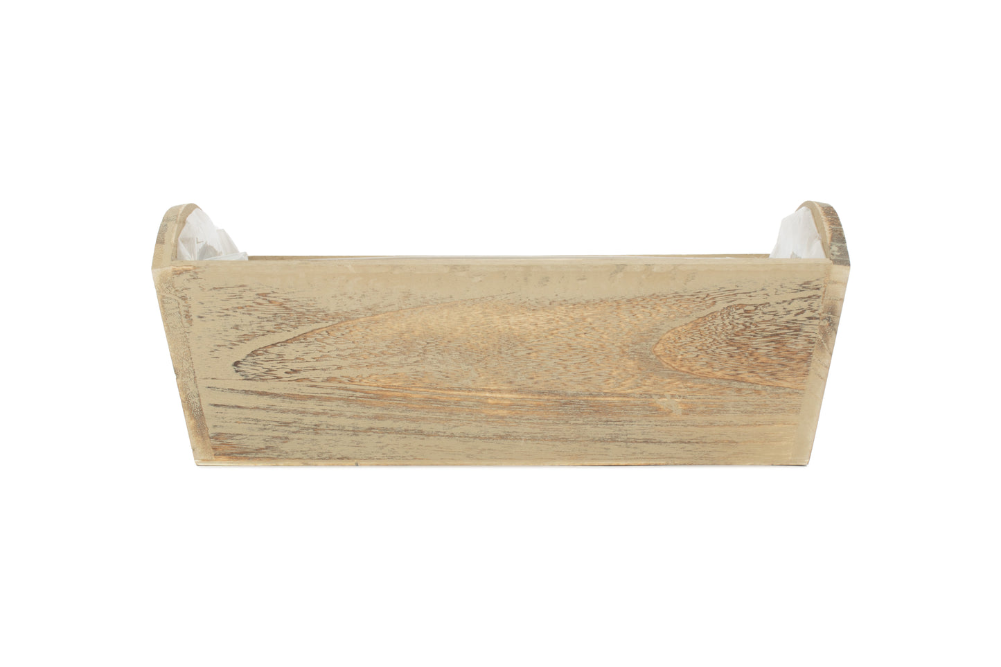 OAK EFFECT SMALL WOODEN STORAGE TRAY - PLASTIC LINING