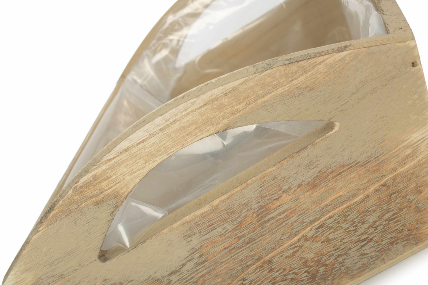 OAK EFFECT SMALL WOODEN STORAGE TRAY - PLASTIC LINING