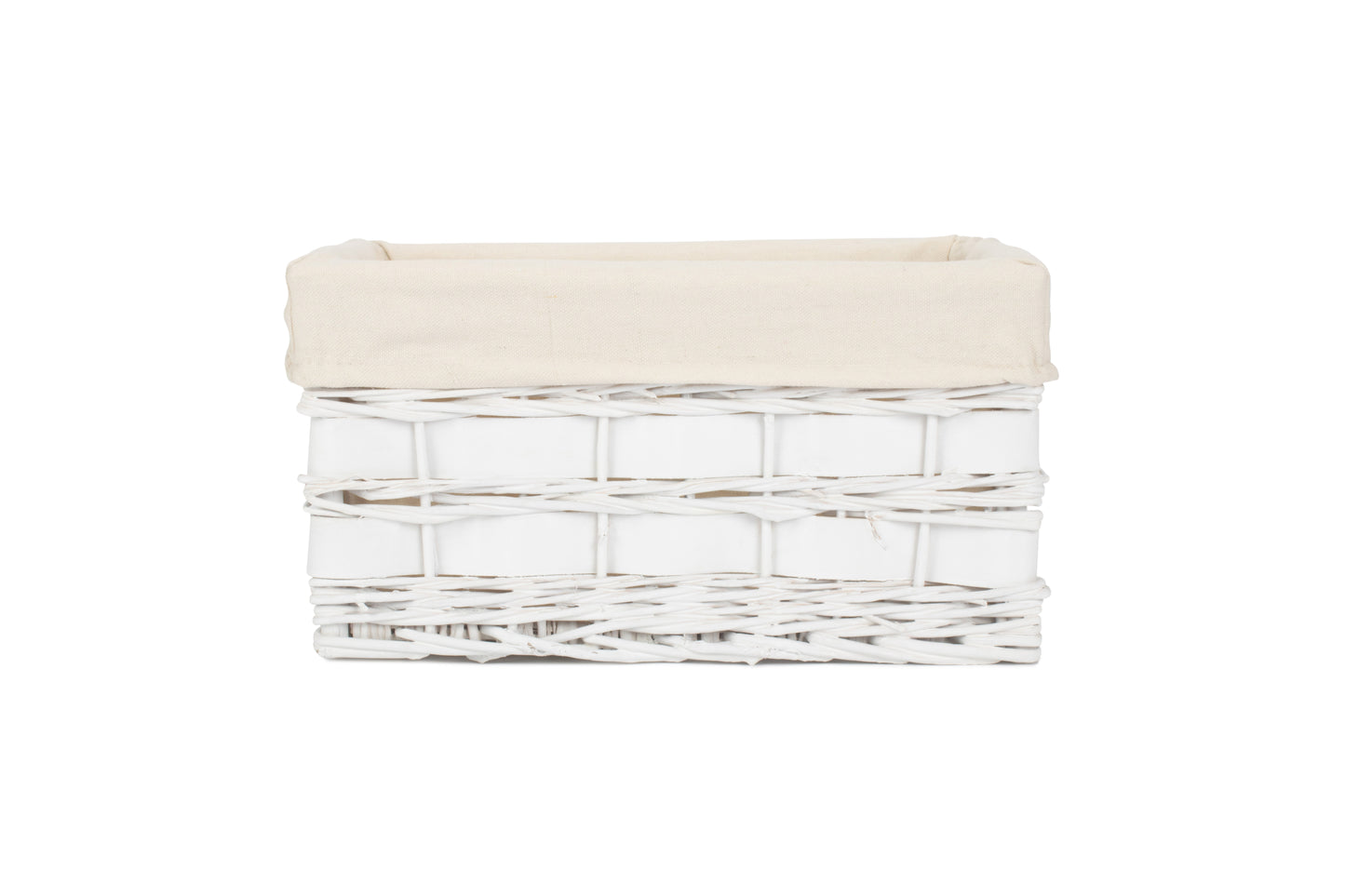 MEDIUM WHITE SCANDI STORAGE BASKET with WHITE LINING