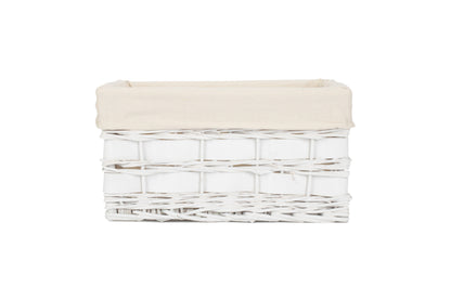 MEDIUM WHITE SCANDI STORAGE BASKET with WHITE LINING