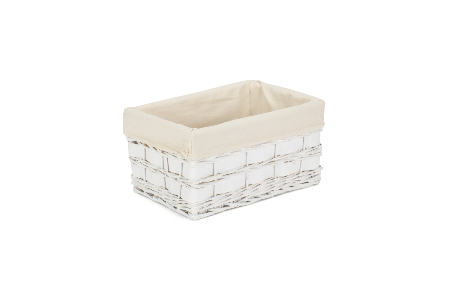 MEDIUM WHITE SCANDI STORAGE BASKET with WHITE LINING