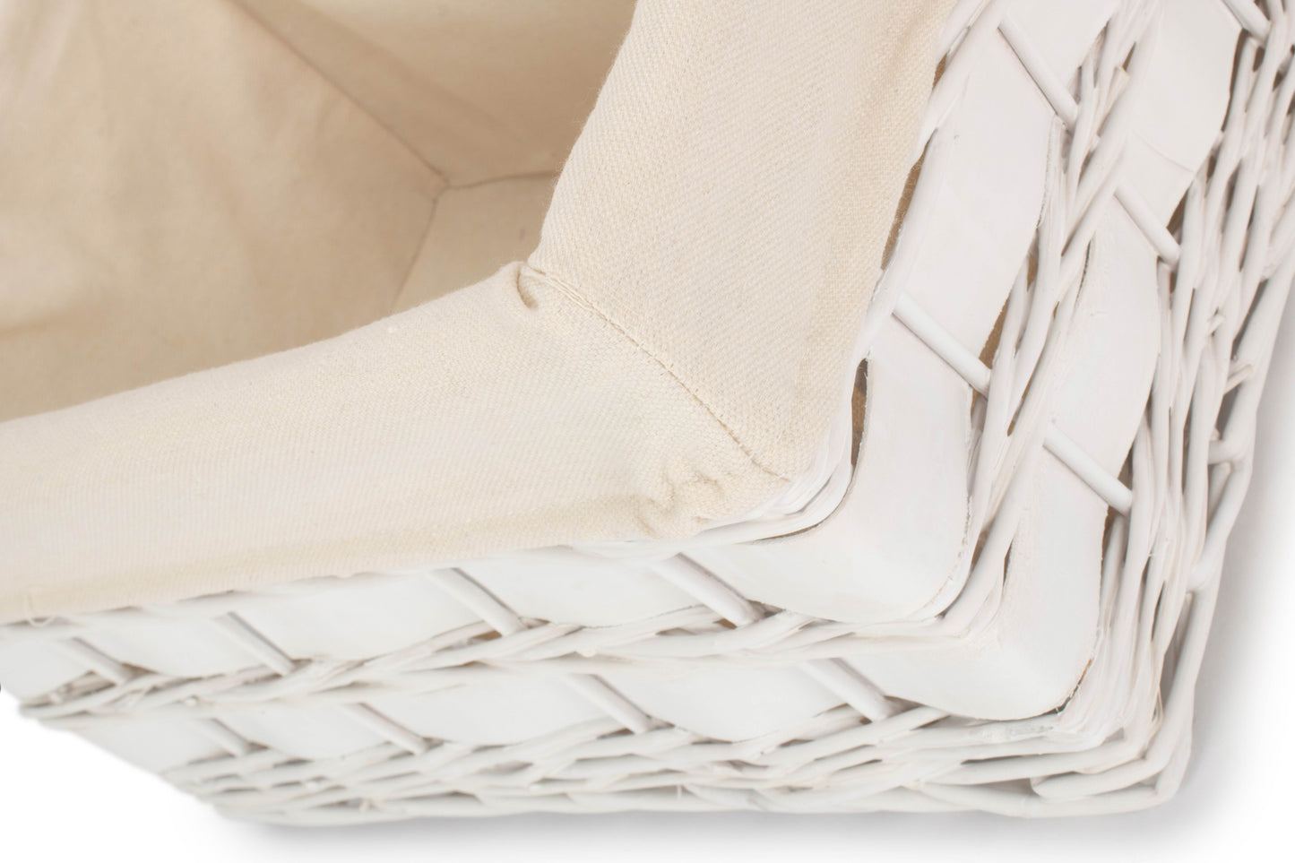 MEDIUM WHITE SCANDI STORAGE BASKET with WHITE LINING