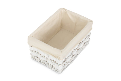 MEDIUM WHITE SCANDI STORAGE BASKET with WHITE LINING