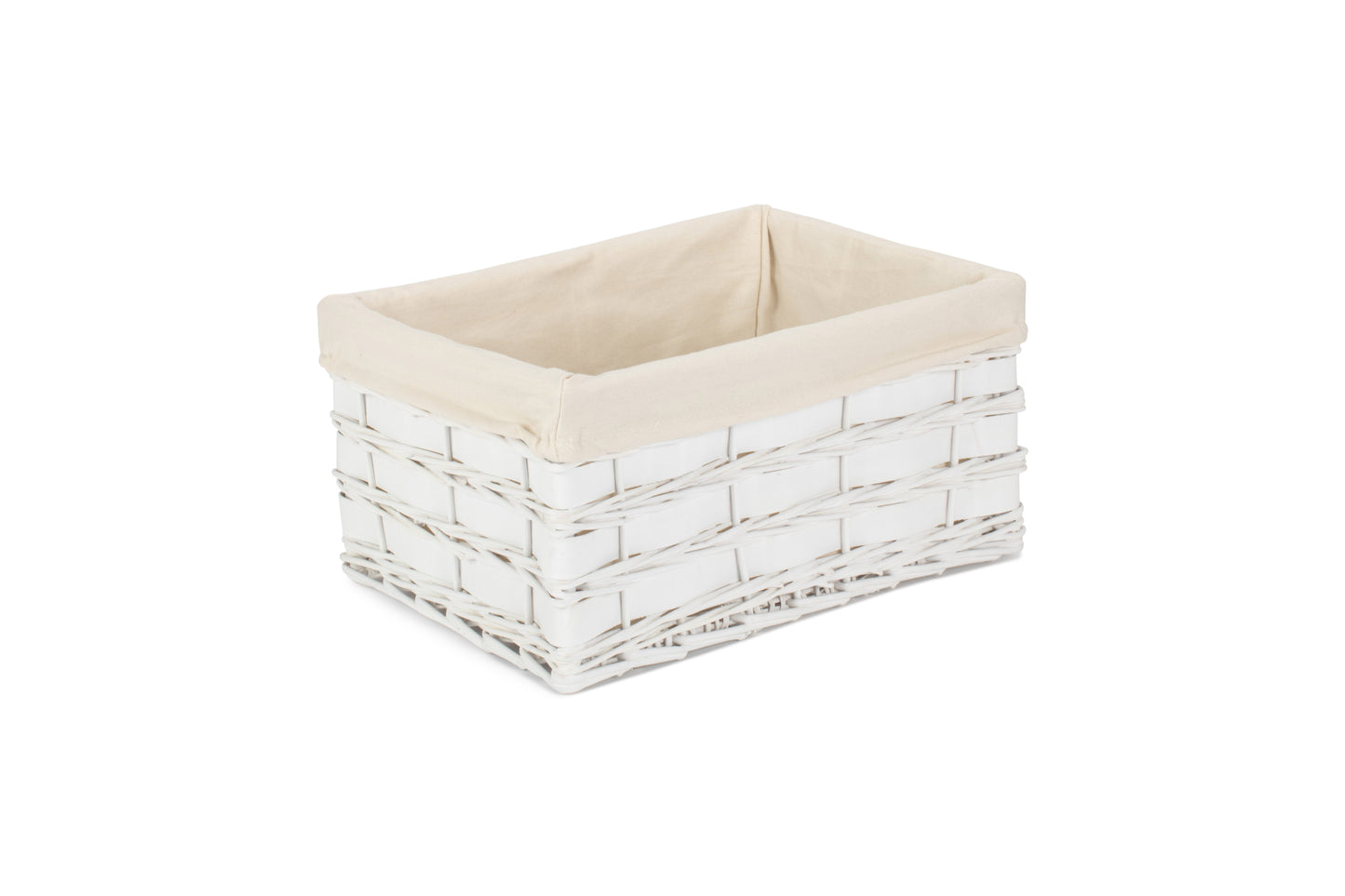 LARGE WHITE SCANDI STORAGE BASKET with WHITE LINING