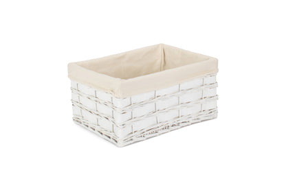 LARGE WHITE SCANDI STORAGE BASKET with WHITE LINING
