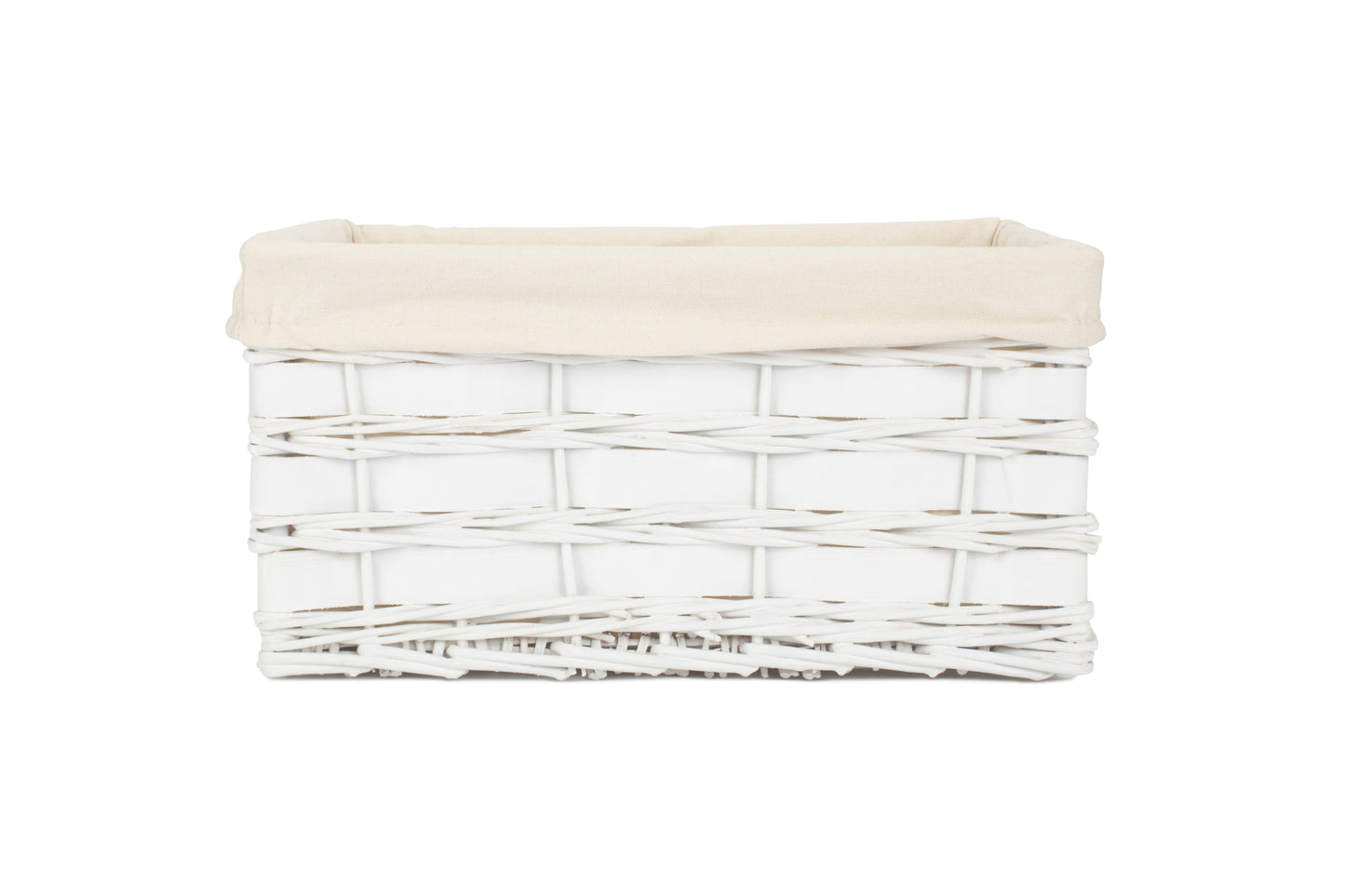LARGE WHITE SCANDI STORAGE BASKET with WHITE LINING