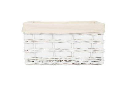 LARGE WHITE SCANDI STORAGE BASKET with WHITE LINING