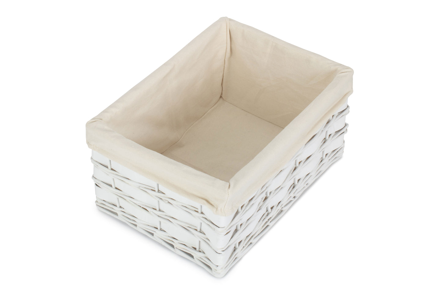 LARGE WHITE SCANDI STORAGE BASKET with WHITE LINING