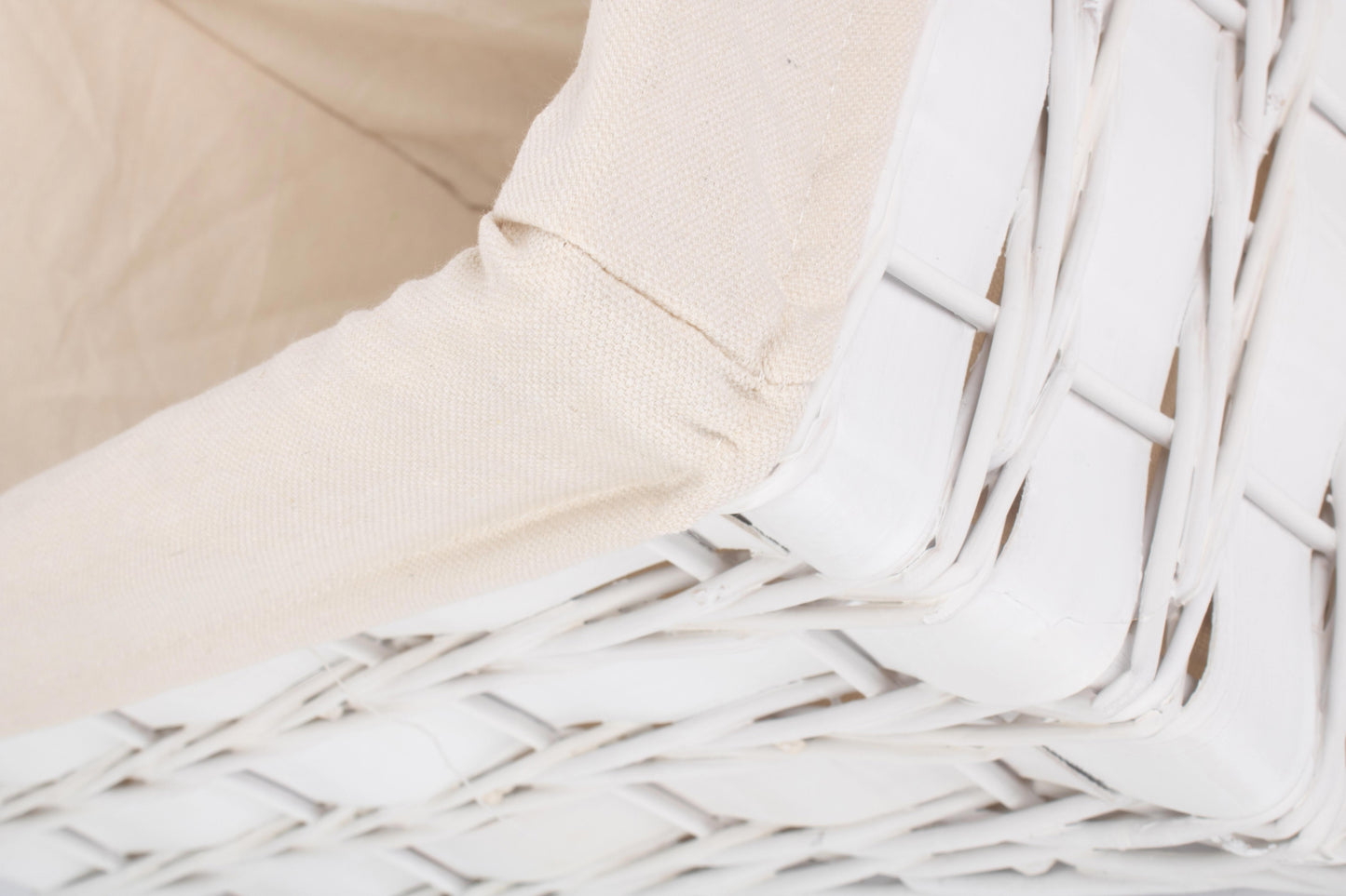 LARGE WHITE SCANDI STORAGE BASKET with WHITE LINING