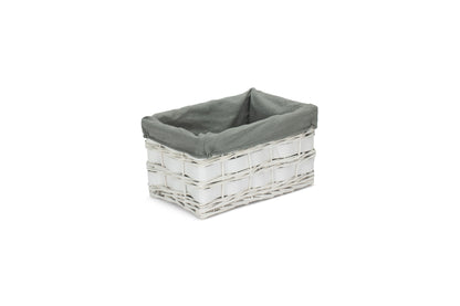 SMALL WHITE SCANDI STORAGE BASKET with GREY SAGE LINING