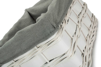 SMALL WHITE SCANDI STORAGE BASKET with GREY SAGE LINING