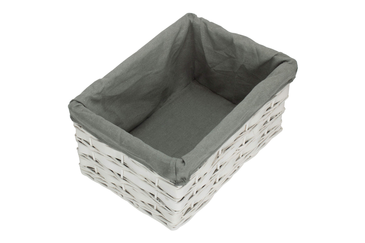 LARGE WHITE SCANDI STORAGE BASKET with GREY SAGE LINING