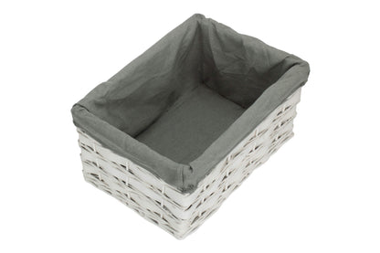 LARGE WHITE SCANDI STORAGE BASKET with GREY SAGE LINING