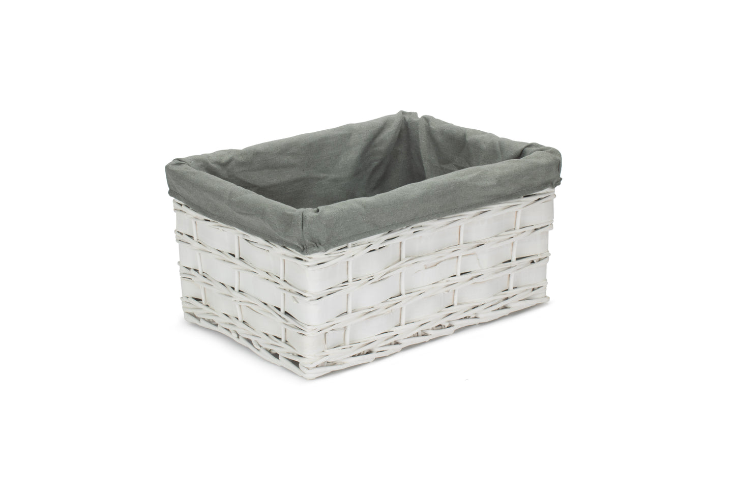 LARGE WHITE SCANDI STORAGE BASKET with GREY SAGE LINING