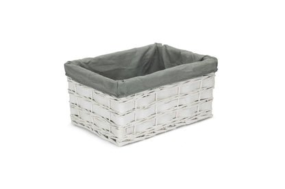 LARGE WHITE SCANDI STORAGE BASKET with GREY SAGE LINING