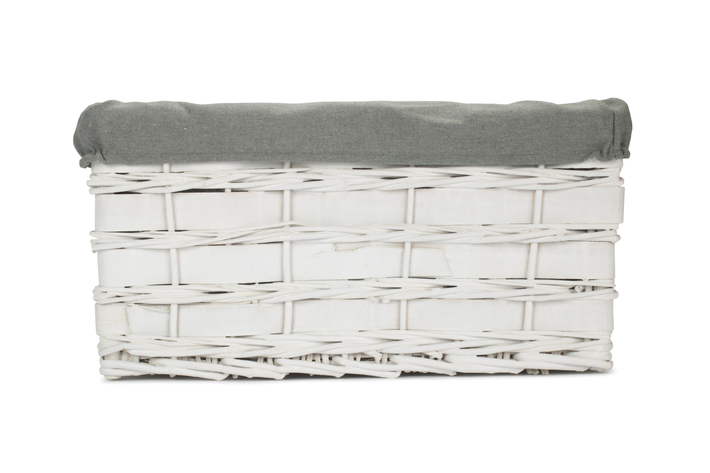 LARGE WHITE SCANDI STORAGE BASKET with GREY SAGE LINING