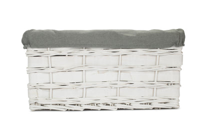 LARGE WHITE SCANDI STORAGE BASKET with GREY SAGE LINING