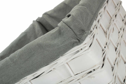 LARGE WHITE SCANDI STORAGE BASKET with GREY SAGE LINING