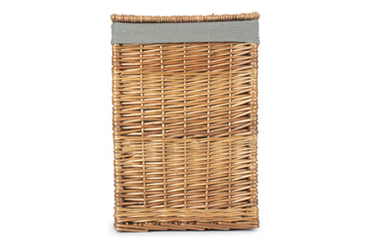 LIGHT STEAMED SMALL SQUARE LAUNDRY BASKET with GREY SAGE LINING