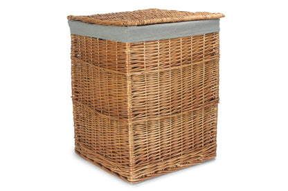 LIGHT STEAMED LARGE SQUARE LAUNDRY BASKET with GREY SAGE LINING