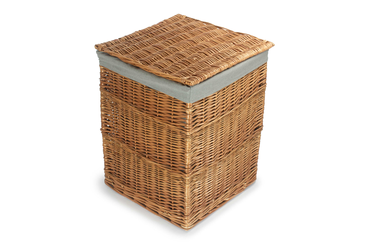LIGHT STEAMED LARGE SQUARE LAUNDRY BASKET with GREY SAGE LINING