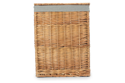 LIGHT STEAMED LARGE SQUARE LAUNDRY BASKET with GREY SAGE LINING