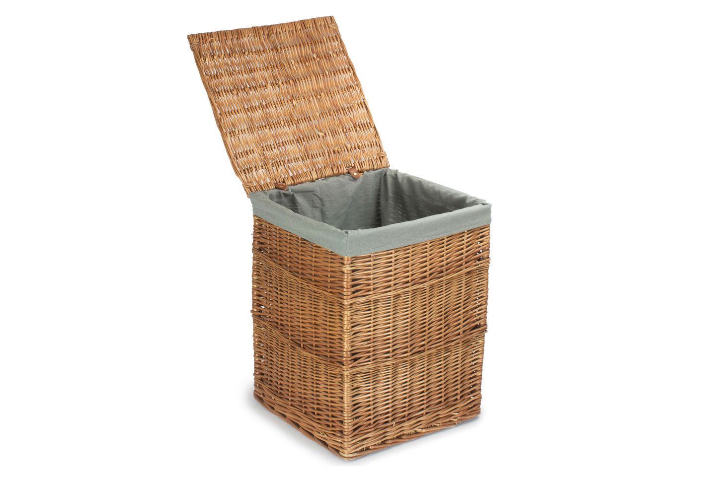 LIGHT STEAMED LARGE SQUARE LAUNDRY BASKET with GREY SAGE LINING