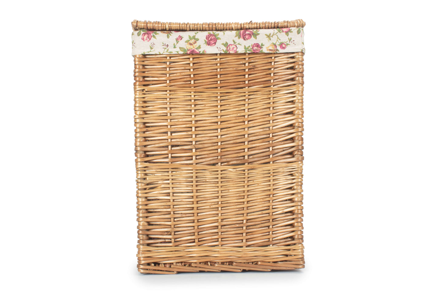LIGHT STEAMED SMALL SQUARE LAUNDRY BASKET with GARDEN ROSE LINING