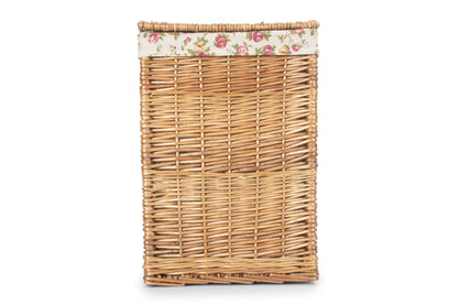 LIGHT STEAMED SMALL SQUARE LAUNDRY BASKET with GARDEN ROSE LINING