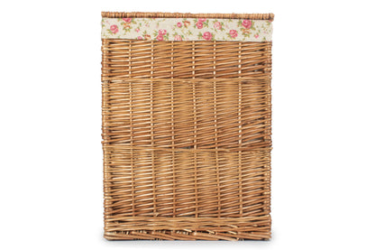 LIGHT STEAMED LARGE SQUARE LAUNDRY BASKET with GARDEN ROSE LINING
