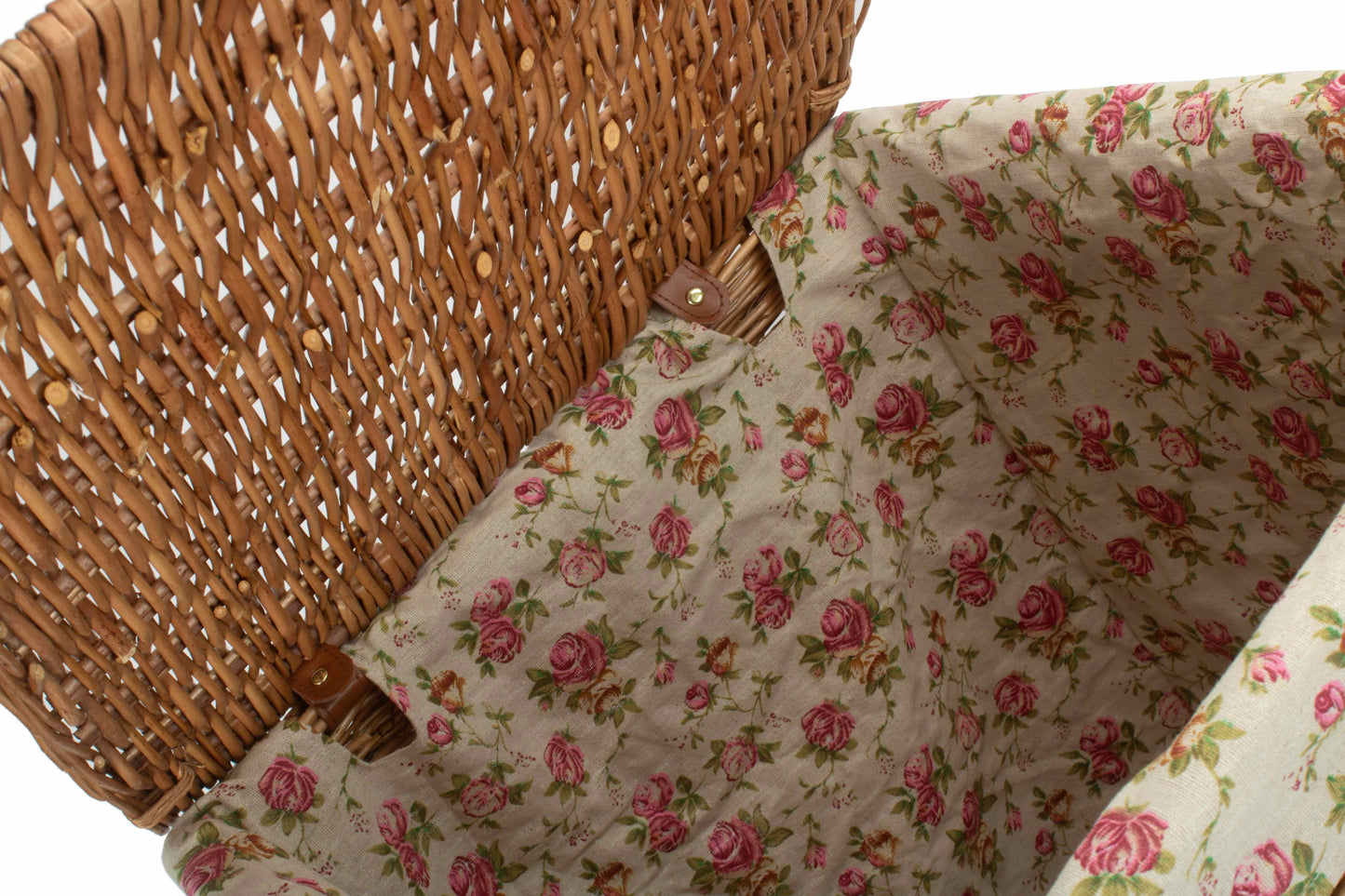 LIGHT STEAMED LARGE SQUARE LAUNDRY BASKET with GARDEN ROSE LINING