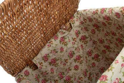 LIGHT STEAMED LARGE SQUARE LAUNDRY BASKET with GARDEN ROSE LINING
