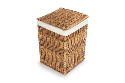 LIGHT STEAMED SMALL SQUARE LAUNDRY BASKET with WHITE LINING