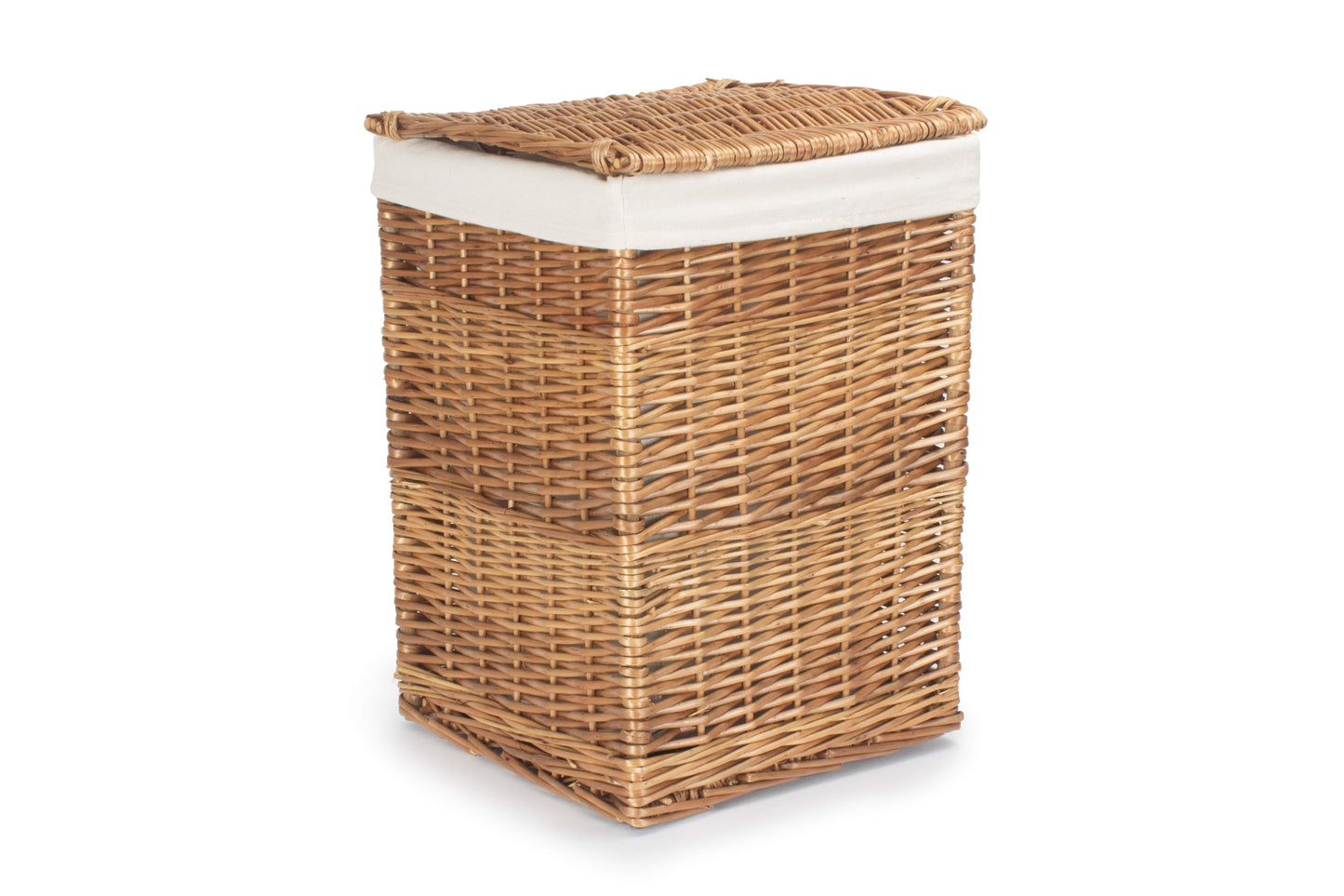 LIGHT STEAMED SMALL SQUARE LAUNDRY BASKET with WHITE LINING