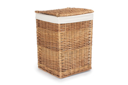 LIGHT STEAMED SMALL SQUARE LAUNDRY BASKET with WHITE LINING