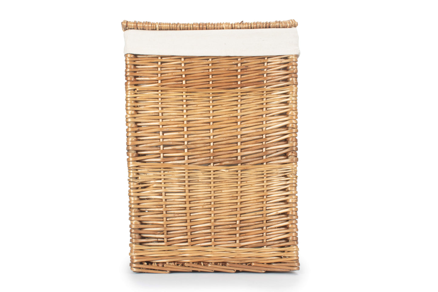 LIGHT STEAMED SMALL SQUARE LAUNDRY BASKET with WHITE LINING