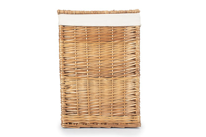 LIGHT STEAMED SMALL SQUARE LAUNDRY BASKET with WHITE LINING